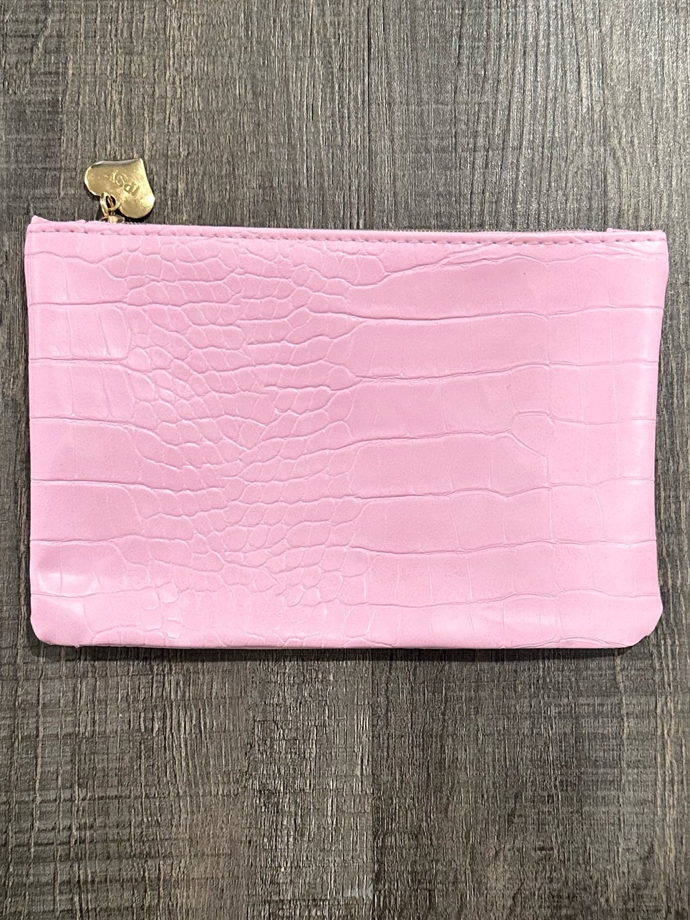 💞 Pink Ipsy Faux Croc Embossed Zip Cosmetic Bag